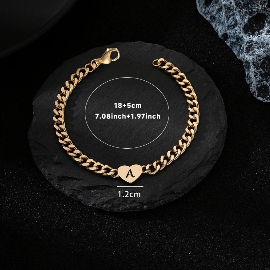 Men's Minimalist Heart and Letter Element Chain Bracelet